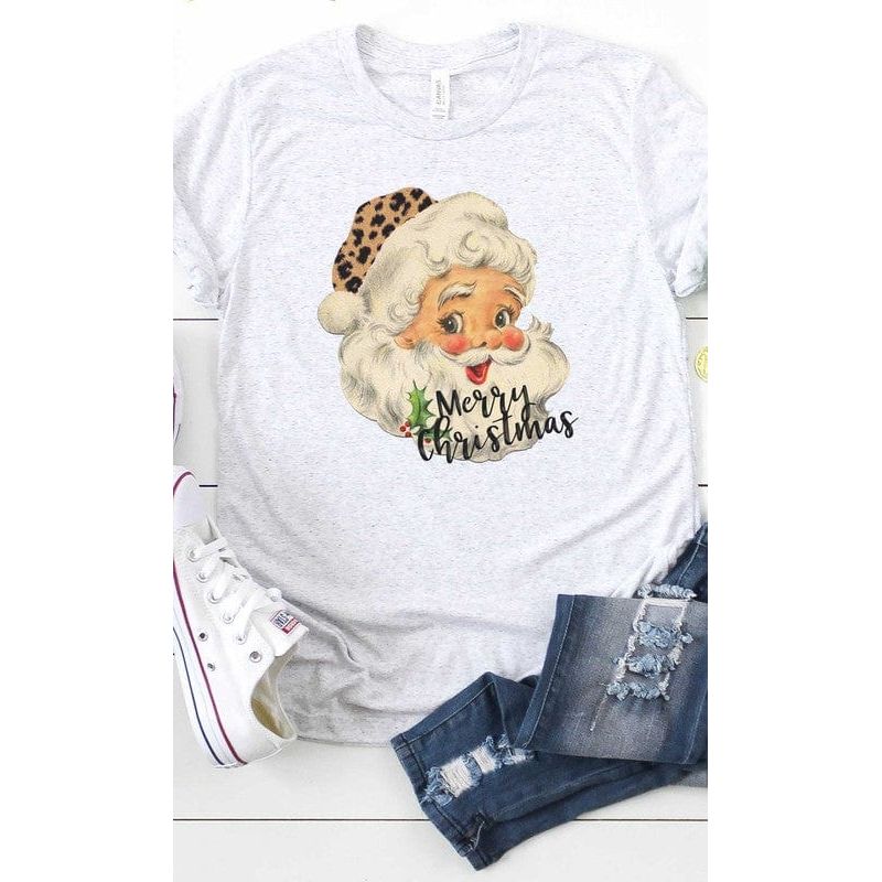 Leopard hat retro santa graphic tee