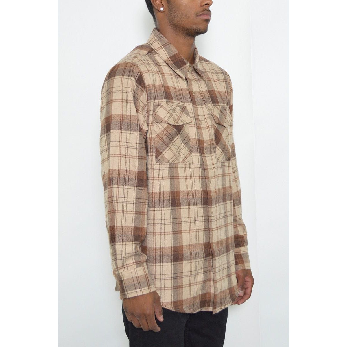Regular Fit Checker Plaid Flannel Long Sleeve
