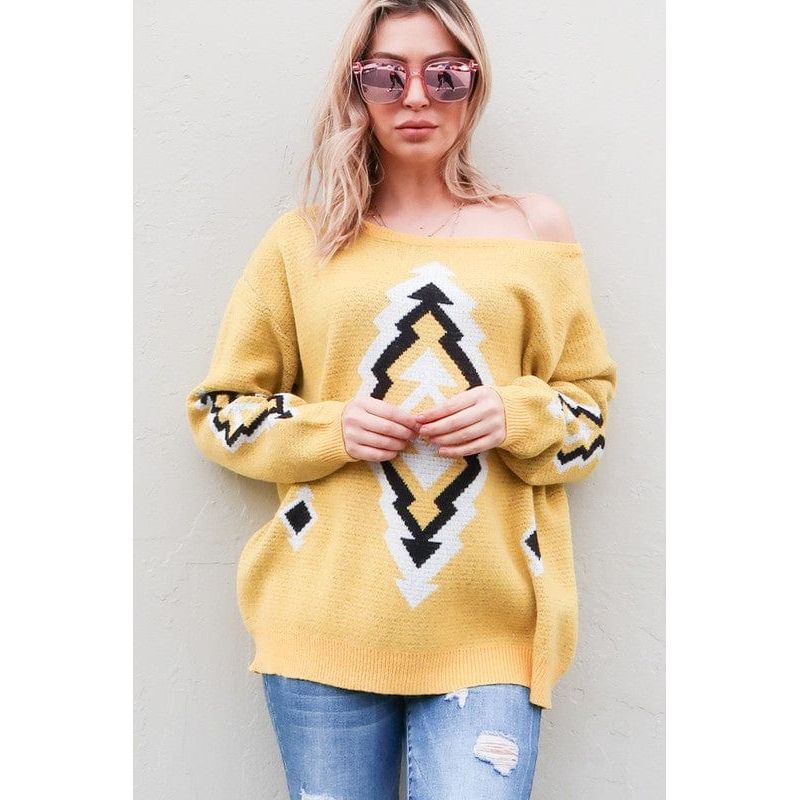 Aztec Printed Pullover Sweater
