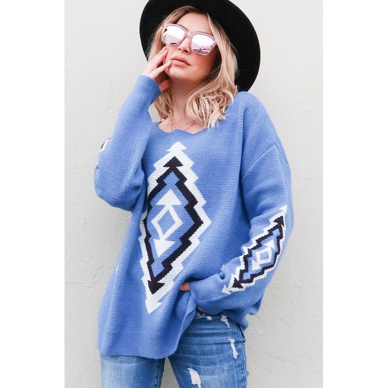 Aztec Printed Pullover Sweater
