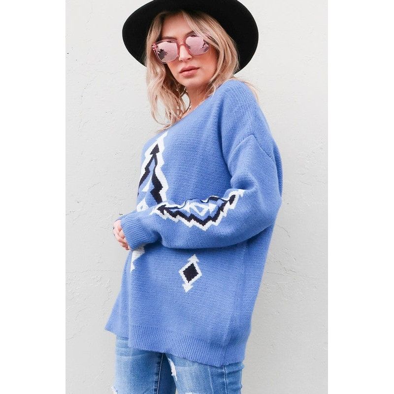 Aztec Printed Pullover Sweater