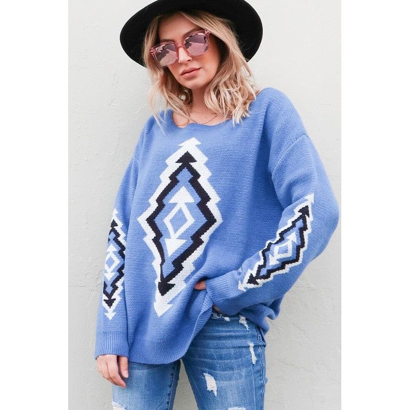 Aztec Printed Pullover Sweater