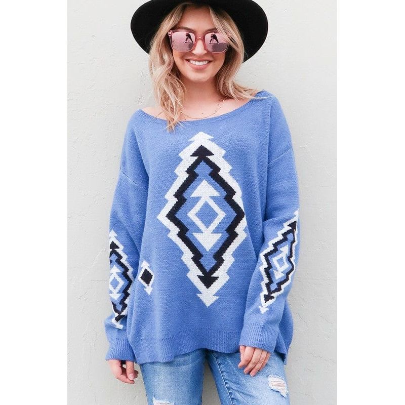 Aztec Printed Pullover Sweater