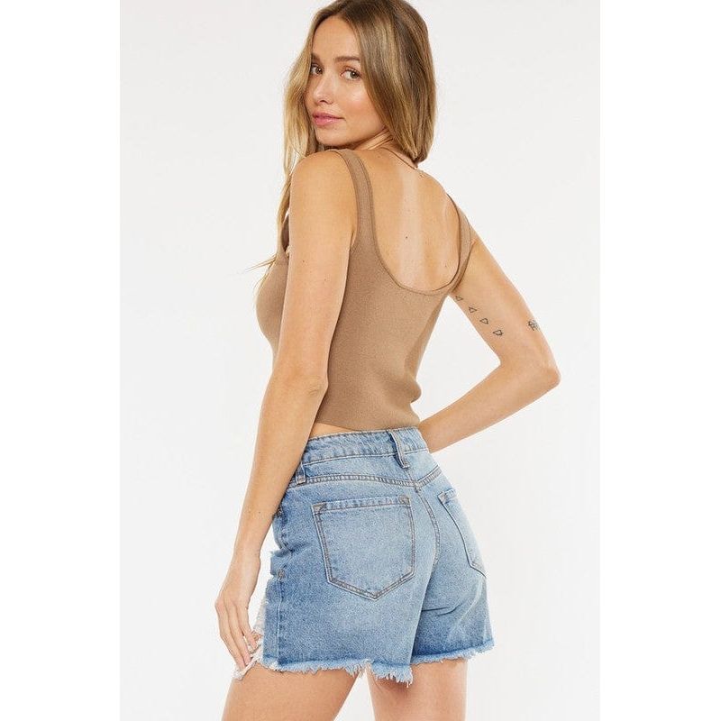 High rise rainbow threads shorts jeans