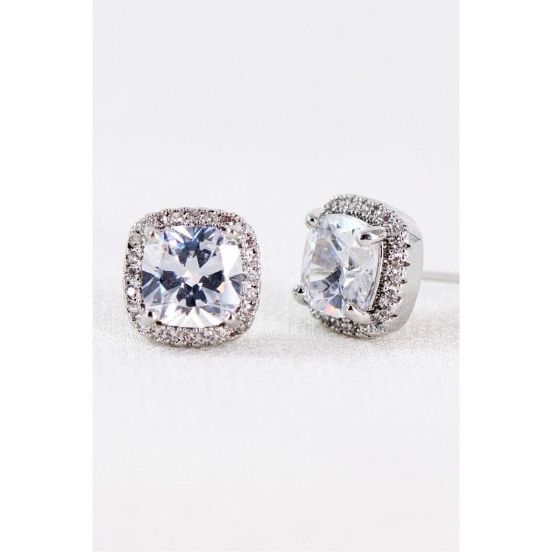 Dainty cubic zirconia square stud earrings