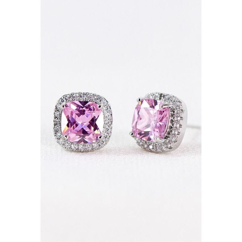 Dainty cubic zirconia square stud earrings