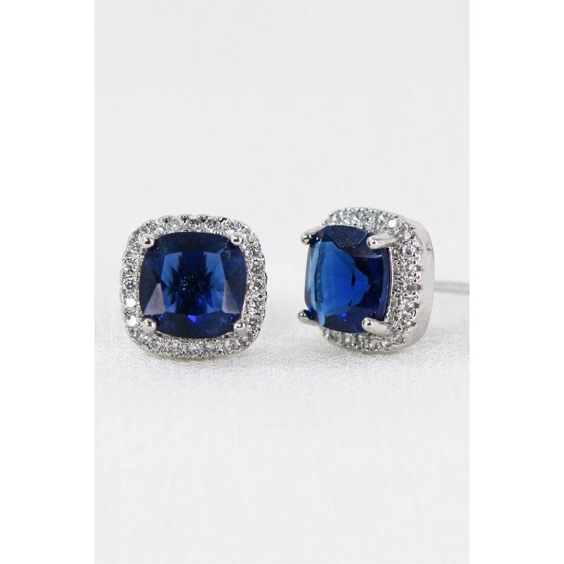 Dainty cubic zirconia square stud earrings