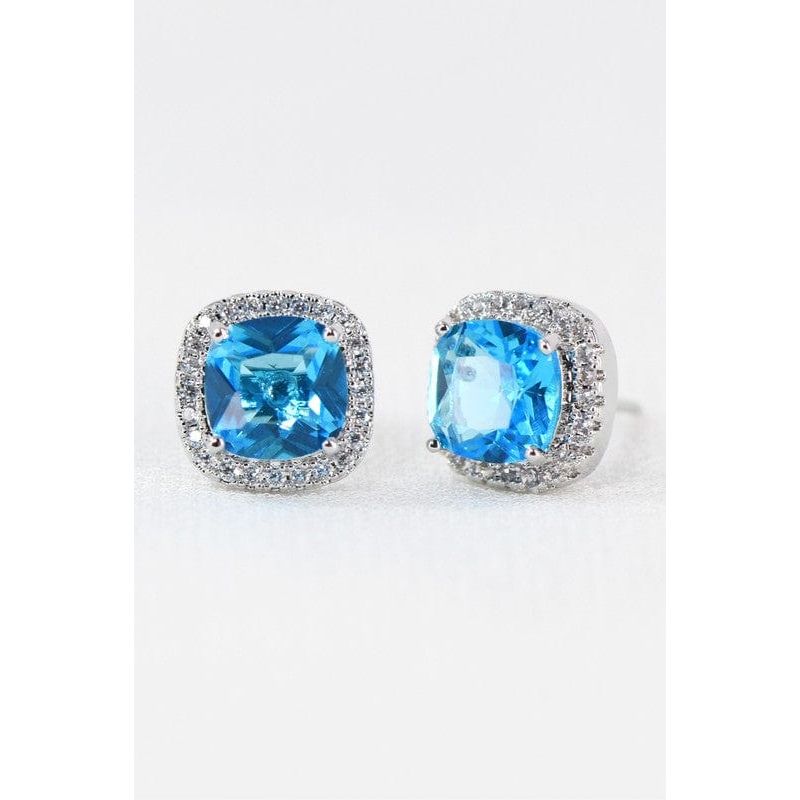 Dainty cubic zirconia square stud earrings