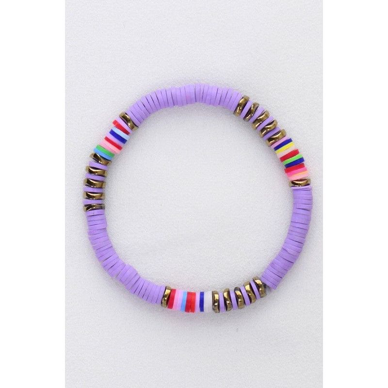Multicolor polymer clay flat disc bead bracelet