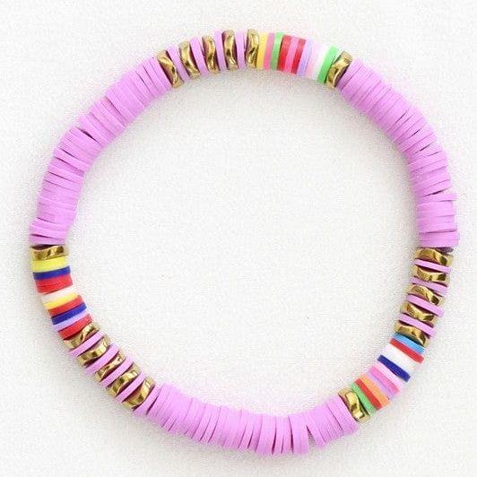 Multicolor polymer clay flat disc bead bracelet