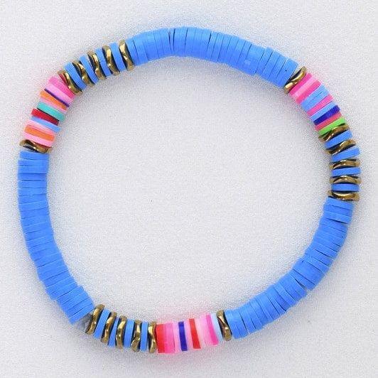 Multicolor polymer clay flat disc bead bracelet