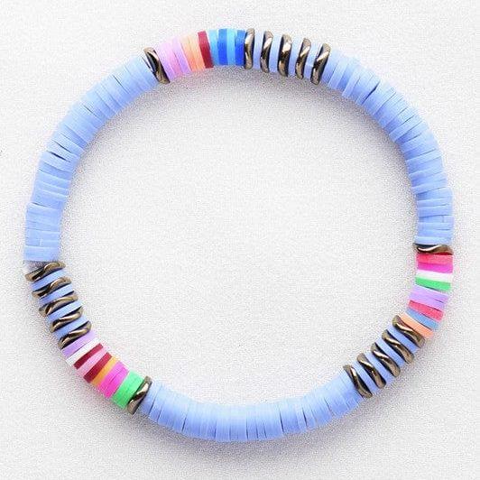 Multicolor polymer clay flat disc bead bracelet