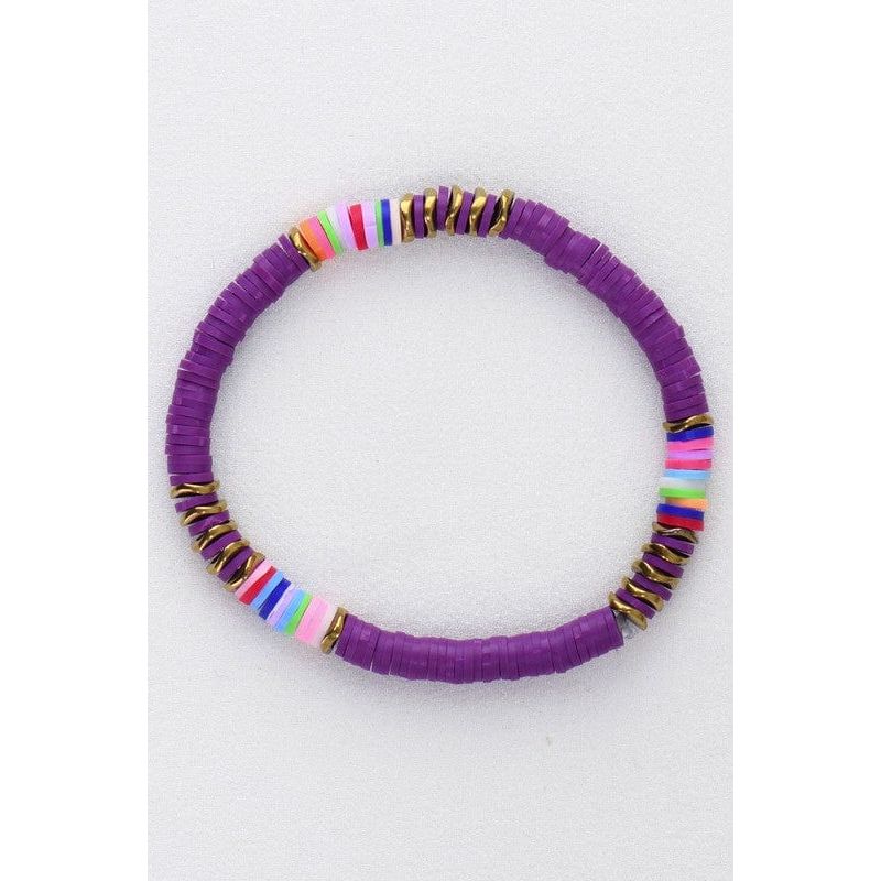 Multicolor polymer clay flat disc bead bracelet