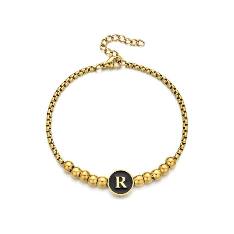 Black Enamel Initial Pisa Bracelet