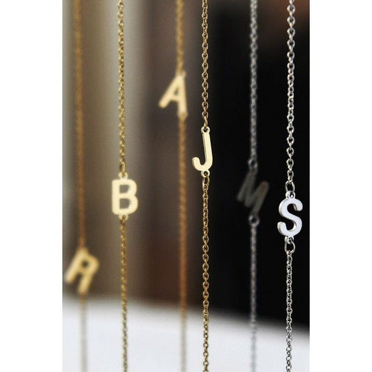 Dainty Sideways Initial Necklace