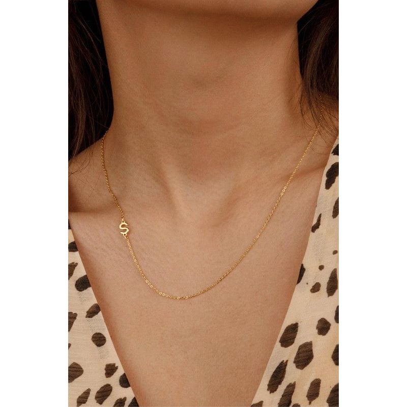 Dainty Sideways Initial Necklace