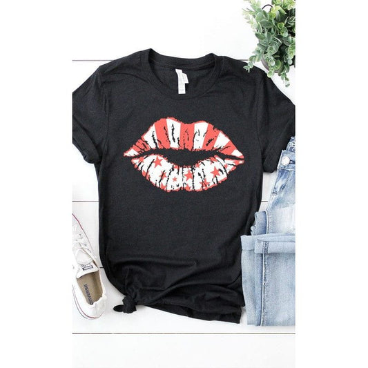 Stars & stripes lips graphic tee