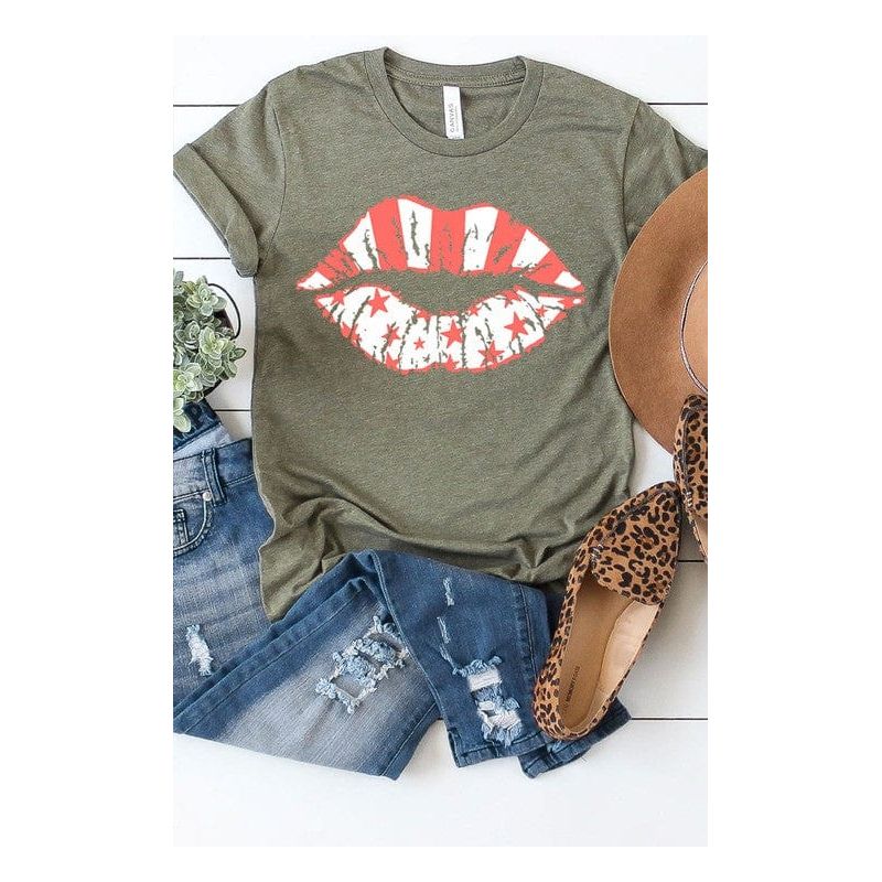 Stars & stripes lips graphic tee