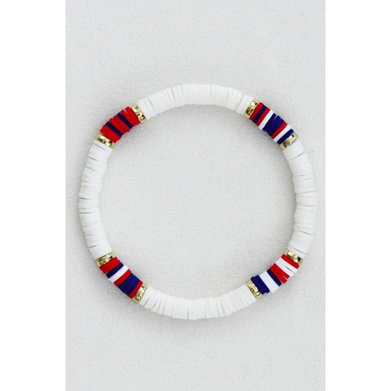 Americana Patriotic Red White Blue Bead Bracelet