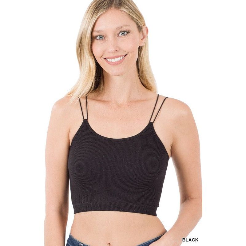 Ribbed seamless double strap brami