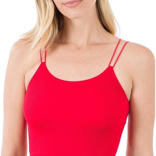 Ribbed seamless double strap brami