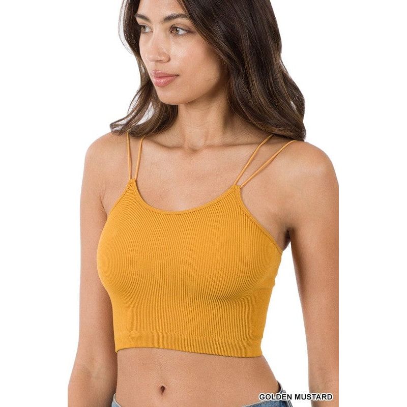 Ribbed seamless double strap brami