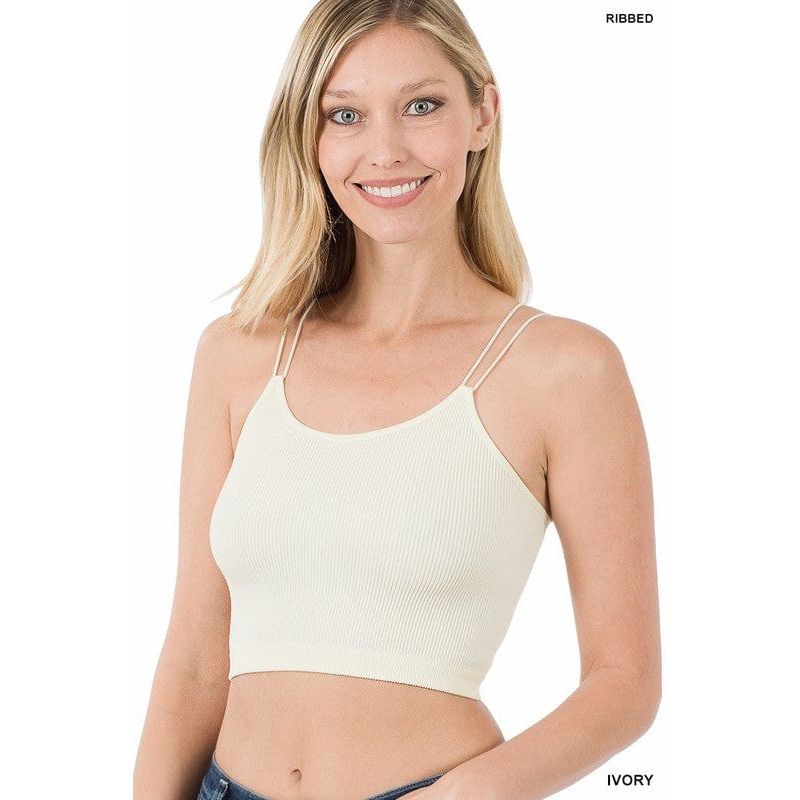 Ribbed seamless double strap brami