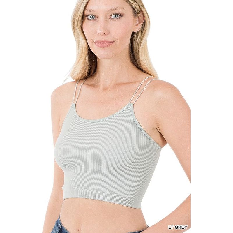 Ribbed seamless double strap brami