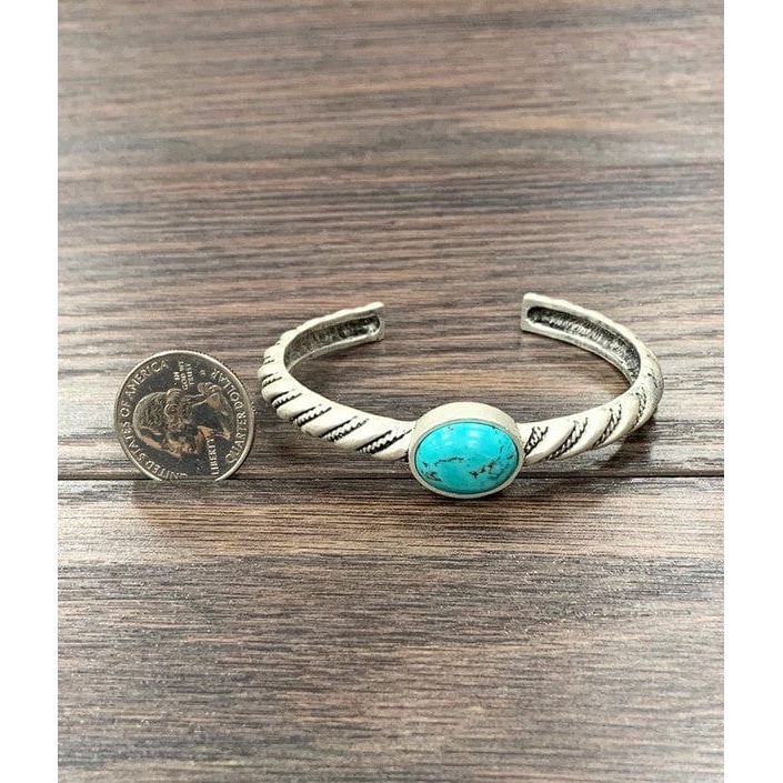 Natural turquoise "C" cuff bracelet
