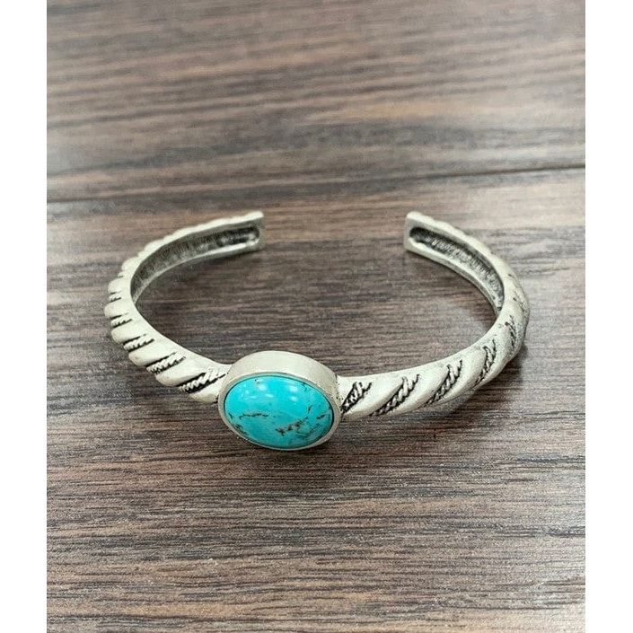 Natural turquoise "C" cuff bracelet