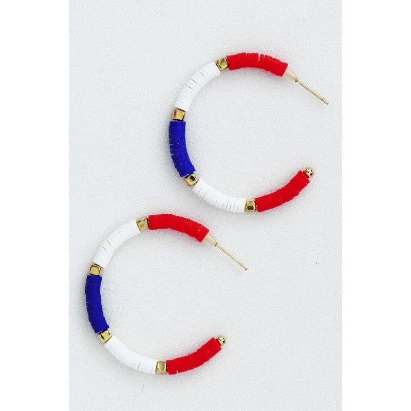 Americana Patriotic Red White Blue Bead Earrings