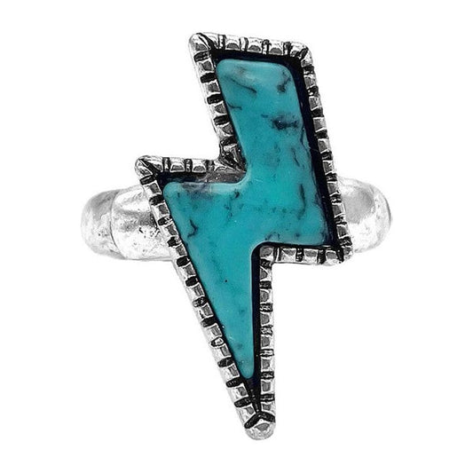 Western Concho Lightening Bolt Gemstone Ring