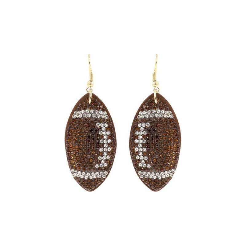 football crystal puffy hook earrings