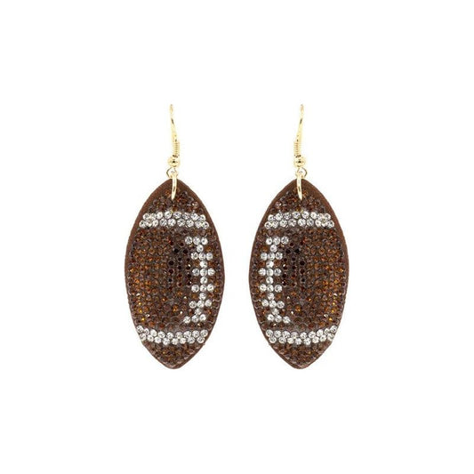 football crystal puffy hook earrings