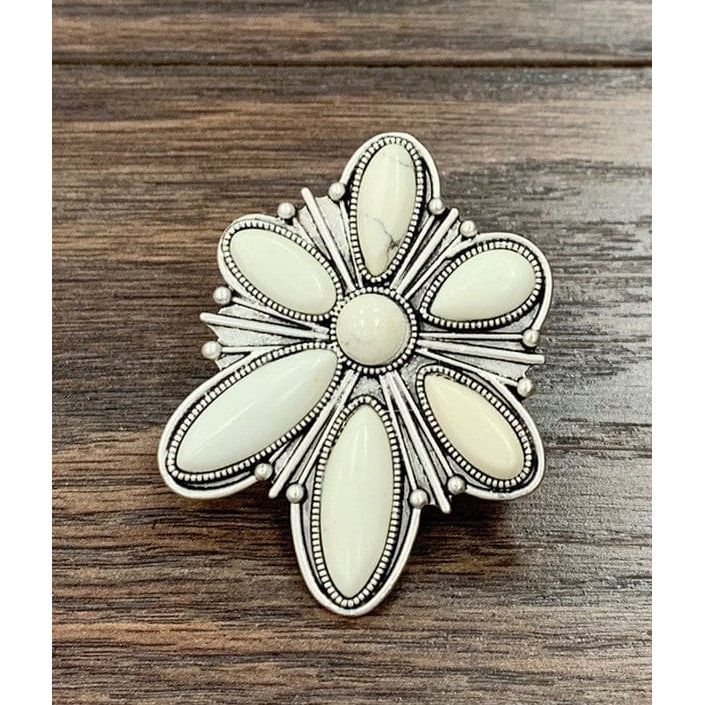 Natural white turquoise adjustable ring, bronze* dual band