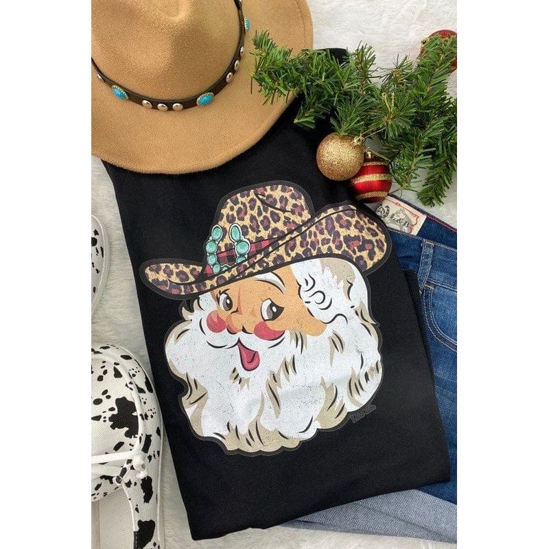 Leopard Hat Santa T-shirt