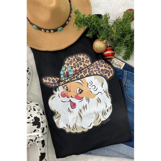 Leopard Hat Santa T-shirt