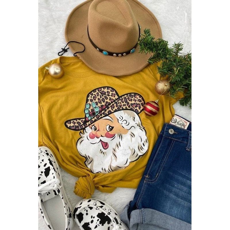 Leopard Hat Santa T-shirt