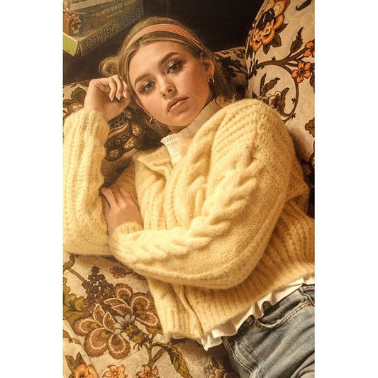 Cable Knit With Button Down Cardigan