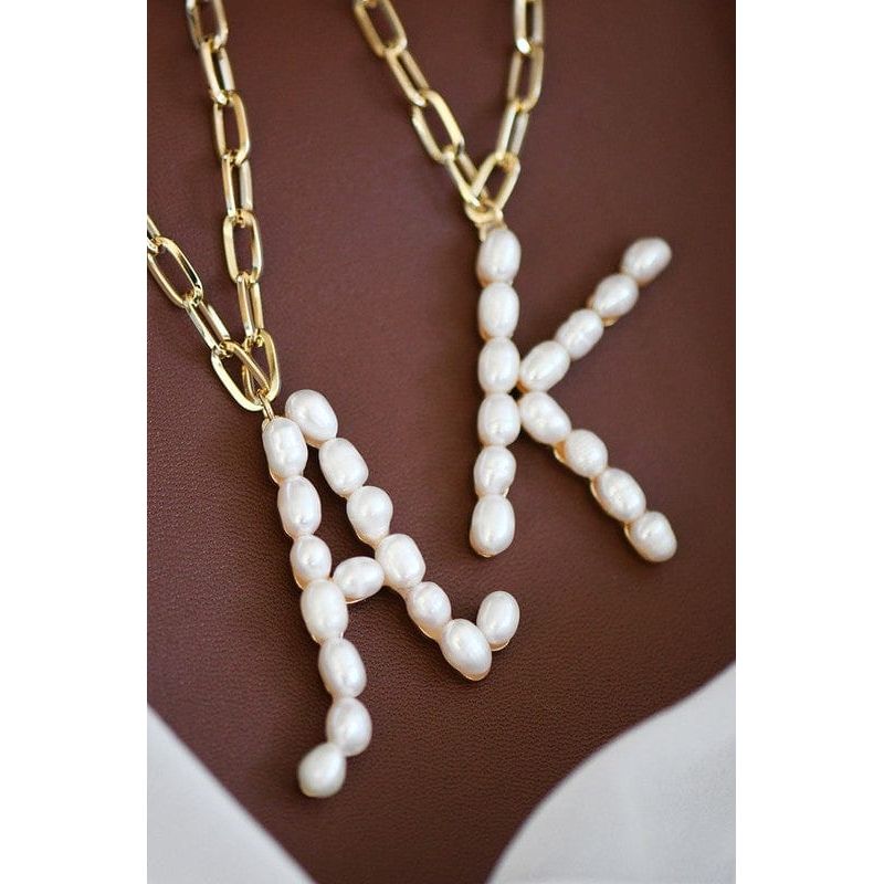 Fresh water pearl initial letter necklace
