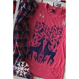 Women's Dazzling deer V-neck T-shirt