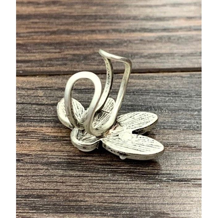 Natural White Turquoise Adjustable Ring, Bronze Double Band