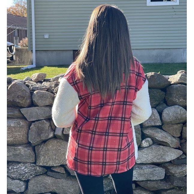 Button Down Sherpa Plaid Shackets