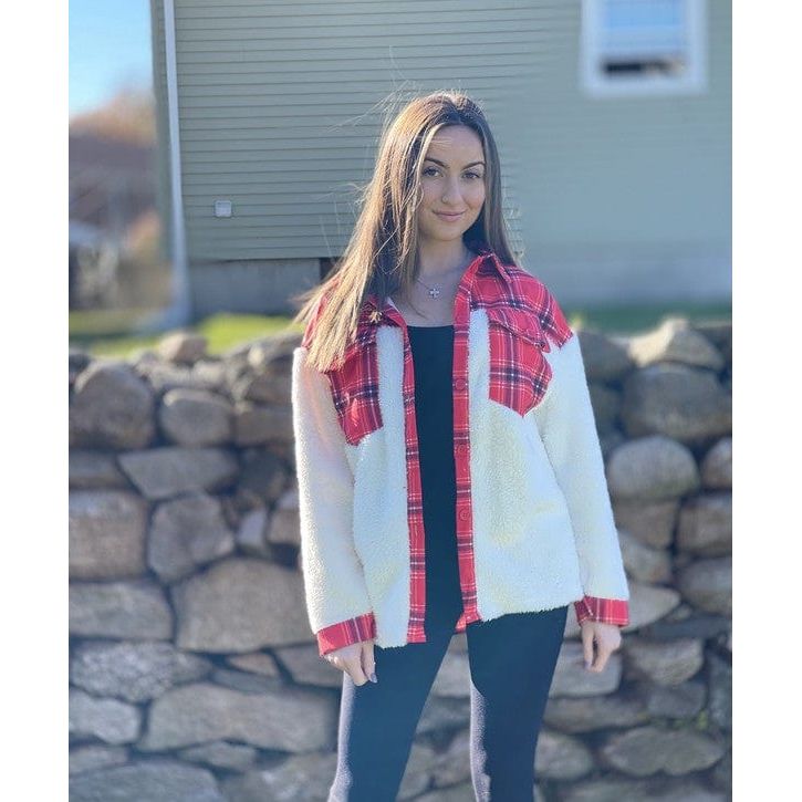 Button Down Sherpa Plaid Shackets