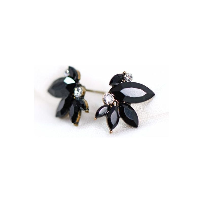 Small Black Crystal Stud Earrings