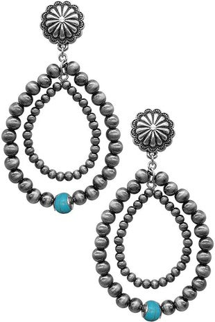 Western Concho Wired Navajo Pearl Gemstone Earring