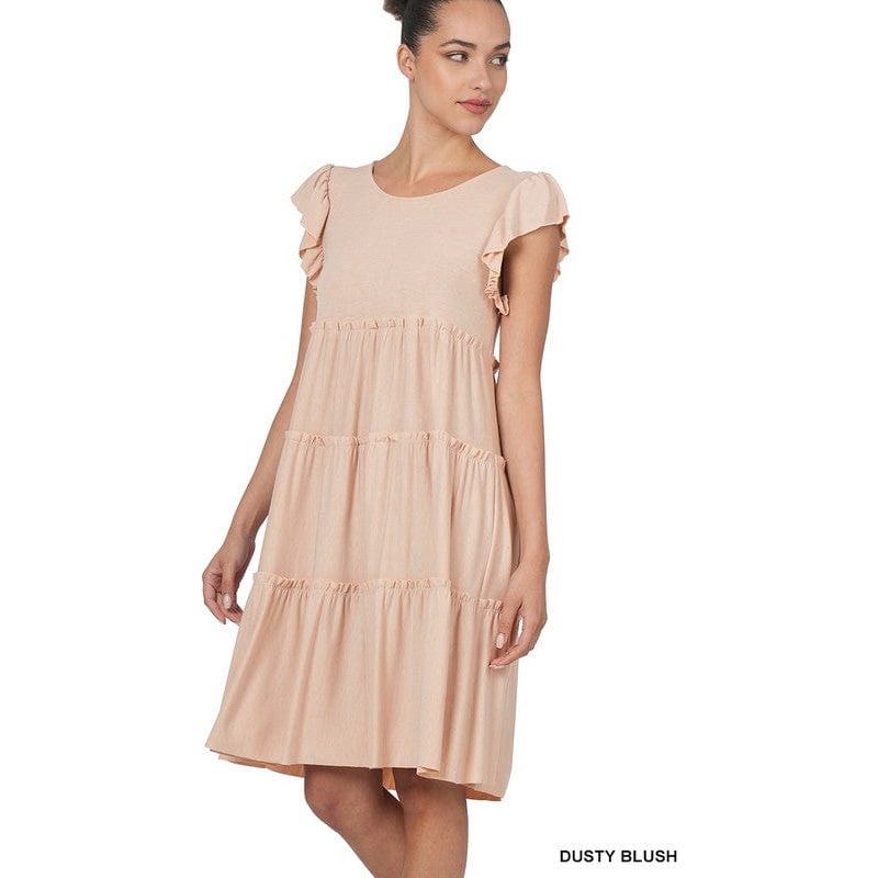 Ruffle sleeve tiered dress