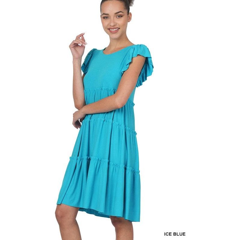 Ruffle sleeve tiered dress
