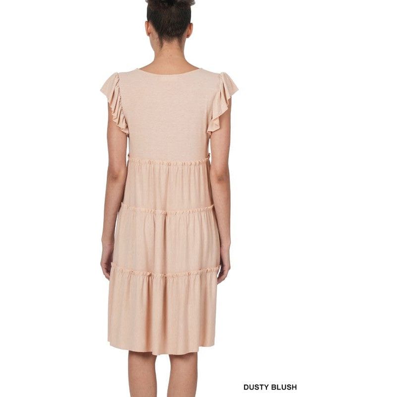 Ruffle sleeve tiered dress