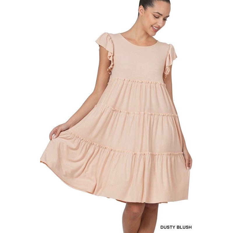 Ruffle sleeve tiered dress